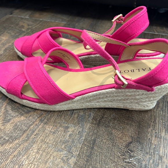 Talbots Lyndsay Crossover Espadrille Pink Wedge Sandals Size 10 - Picture 3 of 9